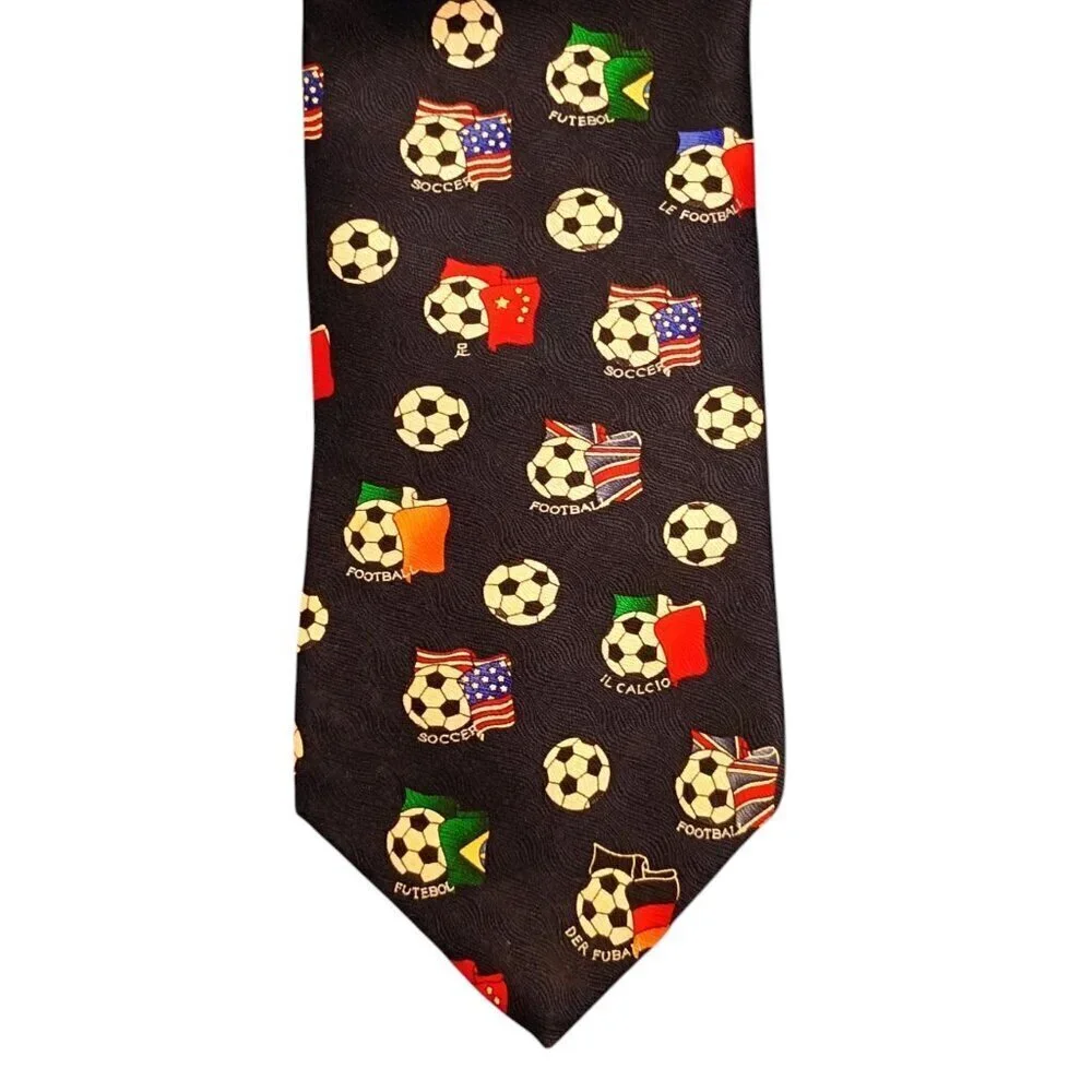 Vintage UNICEF Soccer Silk Necktie Blue Men's Sports Tie